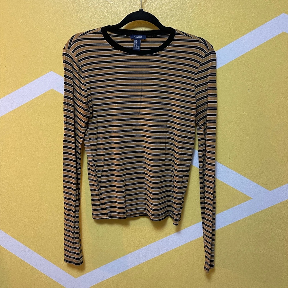 Black and Yellow Striped Long Sleeve Tee